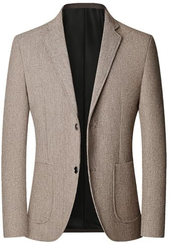 BASHAMAN Blazer Herren Slim Fit Mode Gutaussehend Anzug Männer Jugend Temperament Trend Longsleeve Anzug Herren Bankett Abschlussball Casual Anzug Jacke Männer D-Light Coffee XL