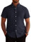 J.VER Men's Cotton Shirts Short Sleeve Smart Casual Shirt Non Iron Regular Fit Button Down Oxford Business Office Work Summer Dress Shirt Navy Blue M
