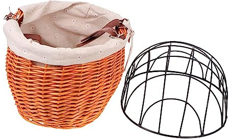Milisten Rattan Woven Fahrradkorb Für Haustiere Abnehmbarer Und Praktischer Korb Für Katzen Und Hunde Geeignet Für Vorderrad Langlebig Honigfarbe