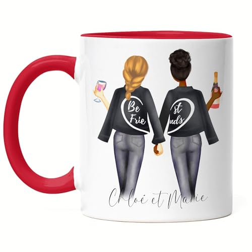 Kiddle-Design Meilleures amies Tasse Rouge Personnalisée Meilleure amie Nom Cadeau Amie Tasse à café