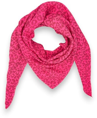 Neon Tuch Damen Leopardenmuster Musselin leo Schal Made Italy Halstuch Frühling (Neon Pink)