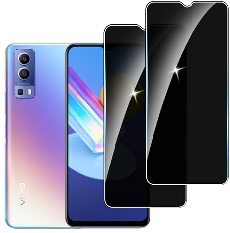 Lyphpe Lot de 2 films protecteurs d'écran en verre trempé 9H pour Vivo Y72 5G - Film privé anti-espion compatible avec Vivo Y72 5G - Installation facile