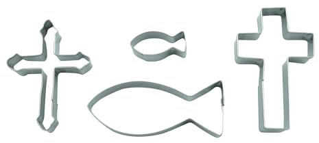 BekkiB - 998501 Lot de 4 emporte-pièces « chrétien » - En acier inoxydable - Passent au lave-vaisselle - Parfaits pour les biscuits et la décoration de gâteaux
