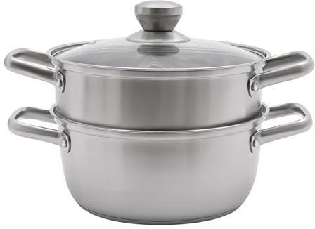 WooDerson Pentola a vapore a 2 strati, con doppio fornello, in acciaio inox, multifunzione, per utensili da cucina (16 cm/6,3 in)