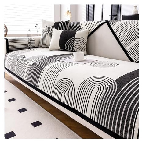 FYFWPA Sofa Überzug für Ecksofa Weiche Sofabezug: Chenille rutschfeste Sofabezug 1 2 3 4 Sitzer Sektionssofa Cover Sofa Überwurf Hund Katze Sofaschoner Couch ÜBerzug(Schwarz,90 * 160cm)