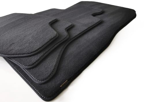 Velours Fussmatten passend für BMW 5 er E60 E61 2003-2010 Premium (Umrandung Schwarz Naht Schwarz, ohne x-Drive)