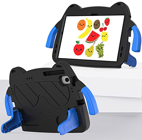 Anti-yellowing tablet cover Lightweight EVA Protective Case For Nokia T20 10.36inch /T21（2021/2022） Shockproof Cover For Kids - Cute and Safe Tablet Shell Stylus pen holder tablet case(Black+blue)