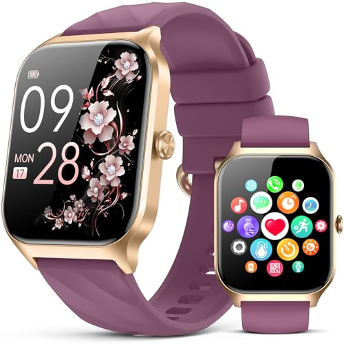 Kriutefy Smart Watch for Women Men - Answer/Make Call, Fitness Tracker Smartwatch for Android iPhone Compatible, Sleep Female Cycle, 120+ Sports Modes Step Counter (WineRed)