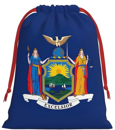 Geschenktasche mit Aufschrift New York State Flagge, mit Kordelzug, Dekorbeutel für Feiertage, Partys, Geburtstage, Jubiläen