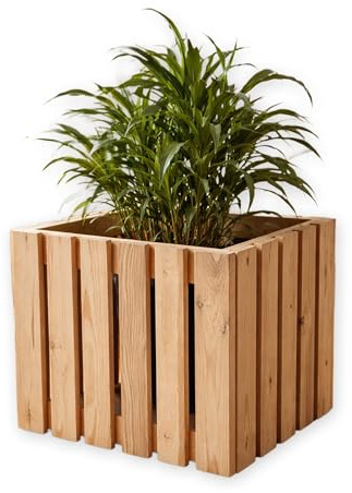 MG Design Bac en Bois 36,5 x 38,5 cm – Jardinière et bac à Plantes pour Balcon, terrasse et Jardin, Cache-Pot en Bois Naturel