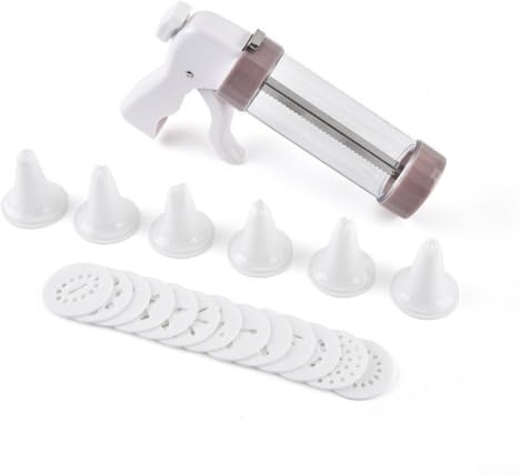 MeevrgR Kekspresse Set mit 12 Pfannen & 6 Tüllen | Professionelles Backwerkzeug für verzierte Kekse & Desserts | DIY Küche Kit für Anfänger und Enthusiasten