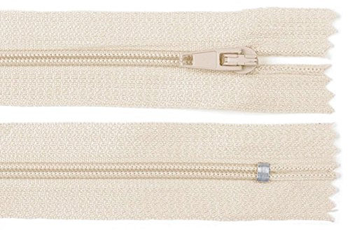 Schnoschi 2 Stück 25 cm Langer Spiralreißverschluss, Nicht teilbar, Creme, 3mm Laufschiene Reißverschluss