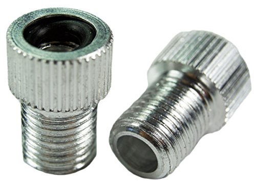 Charmate® 2X Fahrrad Color Alu Ventiladapter Silber - DV SV Dunlop/Französisches Ventil auf KFZ Autoventil AV - mit Dichtring