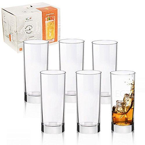 URBNLIVING 6 x Medium Tall Tumbler 275ml Bormioli Rocco Cortina Tumbler Glasses