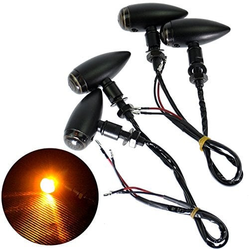 HDBUBALUS Motorcycle Metal Bullet Turn Signals Indicator Light Smoke Lens Fit for Harley Mini Sportster Bobber Chopper 4 Pcs