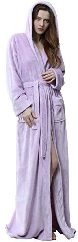 DSNOW Peignoir en polaire chaud pour femme Robe de chambre - Violet - Large