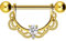 PIERCINGLINE Chirurgenstahl Nippelpiercing Barbell ORIENTALISCHES DESIGN + KRISTALL Piercing Brust Nippel Brustwarze Goldfarben 14 mm