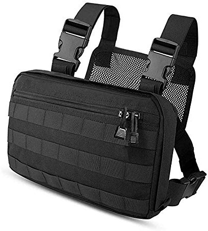 CLAPE Brusttasche Herren Damen Chest Rig Bag Verstellbar Funktionelle Brustbeutel EDC Taktische Tasche für Outdoor Workouts Wandern Radfahren Sport Schwarz