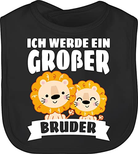 Baby Lätzchen - Ich werde ein großer Bruder - Löwe - Unisize - Schwarz - großen brüder brother laetzchen große big schlabberlatz größeren grossen latz geschenk grosser geschenke