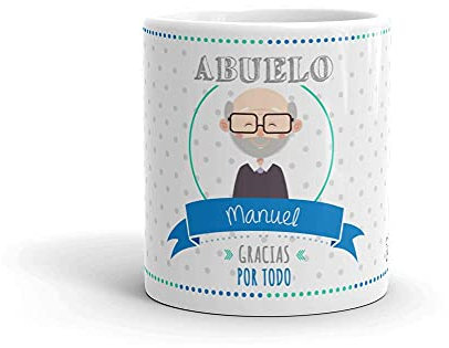 Kembilove Taza de Café para Abuelo – Taza de Desayuno Gracias por Todo con Nombre Personalizado para Abuelo – Taza de Café y Té para Abuelos – Taza de Cerámica Impresa