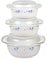 Occasions 3pc Glass Casserole Dish with Lids – 1L, 1.5L & 2.5L Round Glass Casserole Set with Lids Opal Glassware (Blue Floral)