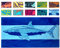 Nova Blue Shark Strandtuch - blau mit tropischem Design, extra groß, XL (86,4 x 160 cm) cooles Hawaiianisches Strandtuch mit hellblauen Streifen, aus 100% Baumwolle