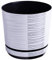 KORAD Pot de Fleur - Rayures Blanches 18 cm - Pot de Fleur avec Trous de Drainage et Soucoupe intégré, Pot de Fleur et de Plante décoratif pour l'intérieur DEKOR 18/071