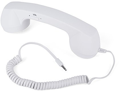 Combiné Téléphonique Rétro, Combiné Telephone Portable, Téléphone Filaire Vintage Anti Radiation Combiné de téléphone Portable 3,5 mm avec Micro pour Smartphones et Ordinateurs(Blanc)