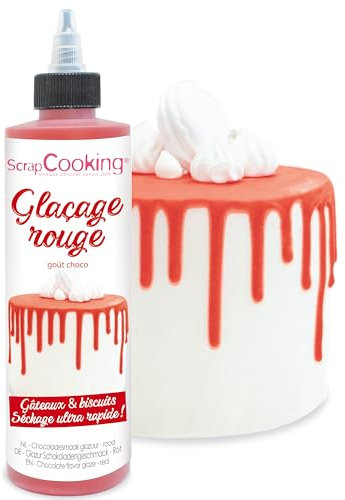 ScrapCooking - Glaçage Rouge Prêt à l’Emploi - Chocolaté & Séchage Rapide - Pour Pâtisseries, Éclairs, Gâteaux, Biscuits, Desserts, Dripcake & Cake Design - 4700