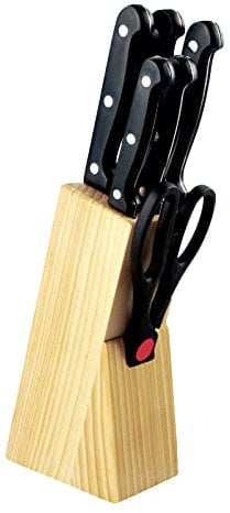 Michelino Holz-Messerblock 7 tlg. Messerset Holzblock 11239 Messerset schwarze Griffe