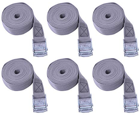 6 Stück Spanngurte Zurrgurte Mit Ratsche, Befestigungsriemen Fahrradträger Klemmschloss, Schnellspanngurt Gepäckspanner Elastisch, Für Camping Outdoor Und Autotransport Usw (25mm*3m, beige grau)