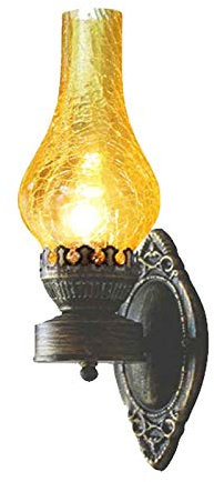 LANMOU Metall Retro Wandleuchte E27 Petroleumlampe Antike Glas Wandlampe, Landhausstil, Vintage Wandlampen Rustikal Kerosin Wandlaterne für Korridor, Treppe, Restaurant, Gang, Cafe, Pub,Gelb