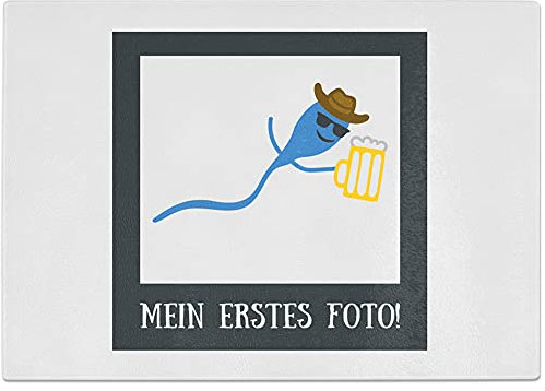 JUNIWORDS Glasschneidebrett Frühstücksbrett, Mein erstes Foto! Sperma mit Bier