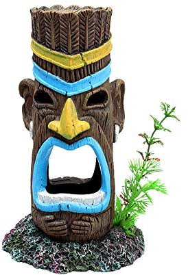 Aquarium Dekoration Aquarium Ornamente Fisch Tank ​Dekoration 12 * 7 Cm Aquarium Landschaftsbau Simulation, Steinfigur Totem, Wasserpflanzen, Dekoration Wohnzimmer Aquarium Aborigines Kopf Harz Orname