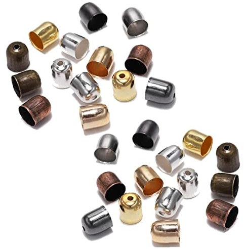 Zonster 100 Stücke Lederschnüre Armbänder Schnalle Finden Ende TIPP Quaste Caps Crimp End Perlen Kappen Für DIY Schmuckherstellung, Mehrfarbig, 7 x 8mm