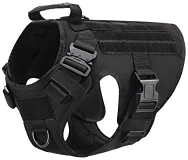 Motusamare Service Hundeweste Training Jagd Molle Nylon Wasserabweisend Militär Patrol Verstellbar Bequem K9 Taktisches Hundegeschirr mit Griff (Camouflage) (XL, Schwarz)