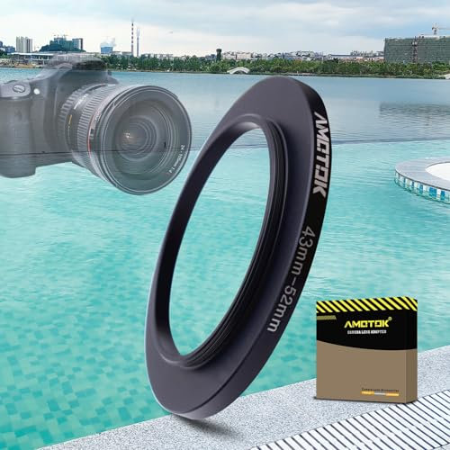 43mm Lens to 52mm Lens Adapter,43mm to 52mm Filter Step-Up Adapter Ring, Compatible All 52mm Filter Accessory
