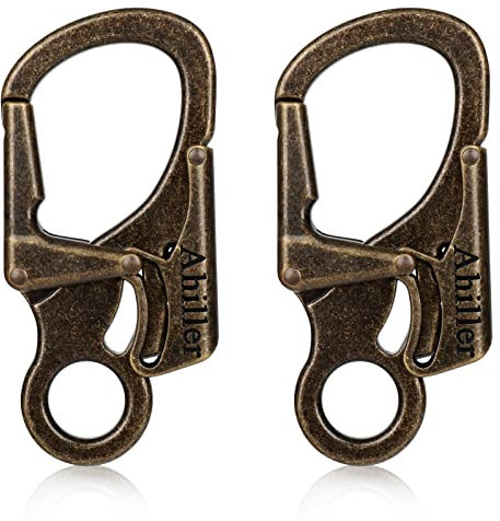 Ahiller Karabiner Schlüsselring Clip, 3 Zoll Zinklegierung Doppelte Verriegelung Schlüsselbund für Outdoor, Schlüsselanhänger Stil Karabinerhaken [Dunkelbronze-2P]
