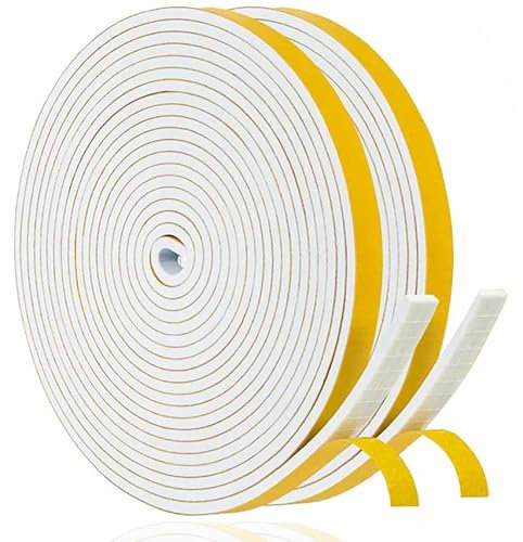 Bande d'étanchéité autocollante pour portes - Joint de fenêtre Joint en caoutchouc - Anti-collision - Insonorisé - Étanche et anti-poussière 6 x 3mm x 20M, Blanc