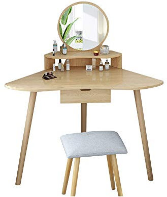 WANWEN Schminktisch Modernes einfaches Schlafzimmer Promi-Wind-Make-up-Schreibtisch-Spiegel integrierter Tisch Kleiner Eck-Schminktisch (Color : A) Little Surprise