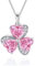 VONSSY Collier pendentif trèfle | Collier irlandais Shamrock St Patrick's Day avec pierres précieuses vert émeraude | Cadeau de bijoux pour femmes filles fille petite amie épouse (Rose)