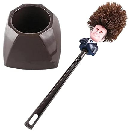 Pomrone Brosse De Toilette Macron, WC France Président Balai Toilettes Emmanuel Macron Humoristique Drôle Commandant Dans La Merde Original Trump Marron
