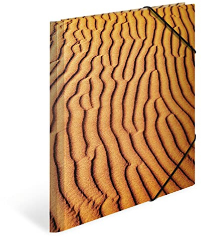 HERMA Sammelmappen A4 Natur Sand Set, 3 Stück, Kinder Eckspanner-Mappen aus Pappe mit haptischer Veredelung, Motiv, Gummizug, Innenklappen und Innendruck für Jungen und Mädchen