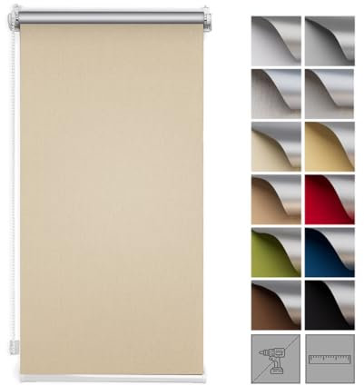 Zero Home - Tenda a Rullo Termica | Oscuramento Totale | Senza Foratura | Altamente Riflettente | Risparmia Energia in CA | - Oscurante 35x150 cm Beige