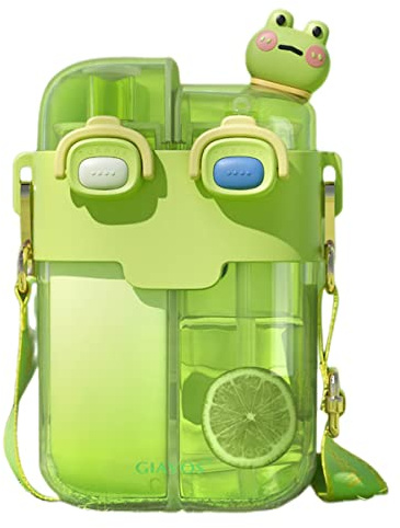 Aufona Kawaii-Wasserflaschen mit zwei Trinkmöglichkeiten, zwei verschiedene Getränke in einem Becher, niedlicher kreativer Outdoor-Trinkbecher für Camping, Wandern, Rucksackreisen, Reisen, Büro, 740