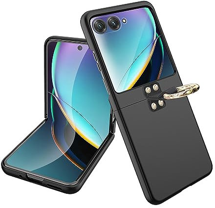 For Motorola Razr 40 Ultra Case, Foldable Phone Cover, Flexible Ultra Slim Anti-Scratch Anti-Fall Rugged Phone Case, Protective Bumper Cover Phone Case with Ring-Black