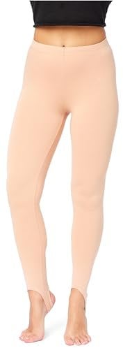 Bellivalini Damen Thermo Leggings Gefüttert mit Fußschlaufe für Winter Warme Apre Ski BLV50-321 (Hautfarben, M)