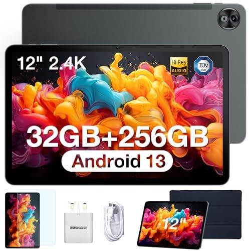DOOGEE T20 Ultra Tablets 12 inch Android, 32GB RAM 256GB ROM(2TB TF) Helio G99 Octa-Core Android 13 Tablet, 10800mAh, 2.4K Display, 16MP+8MP Dual SIM Tablet PC 4G LTE /5G WiFi/GMS/GPS/Widevine L1
