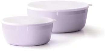 Qdesign - 2er-Set Niedrige Lebensmittel-Aufbewahrungsdosen mit luftdichtem Deckel - Konserviert Lebensmittel, Mahlzeiten - Inhalt 1300 ml & 2500 ml - Lavendel