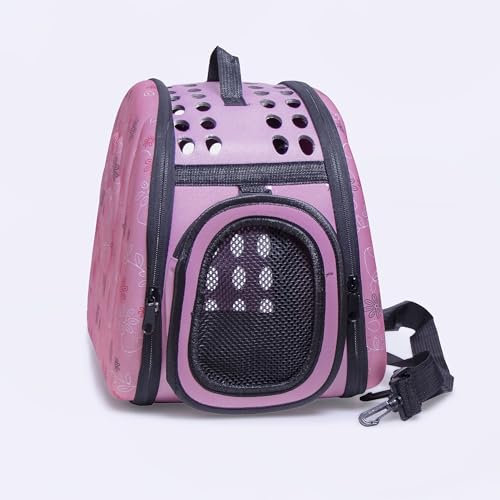 Transporttasche, Tragetasche für Tiere: Katzen, kleine Hunde und andere Haustiere. Haustier-Transportbox mit Griff und Tragegurt. Farbe:Rosa Maße 27x42x32cm. Leicht und klappbar. Atmungsaktiv.